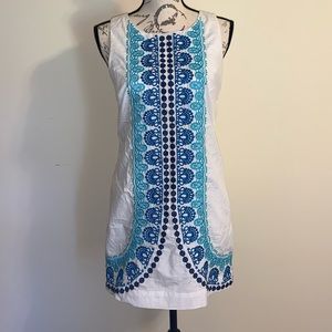 Lilly Pulitzer white blue zip sleeveless dress